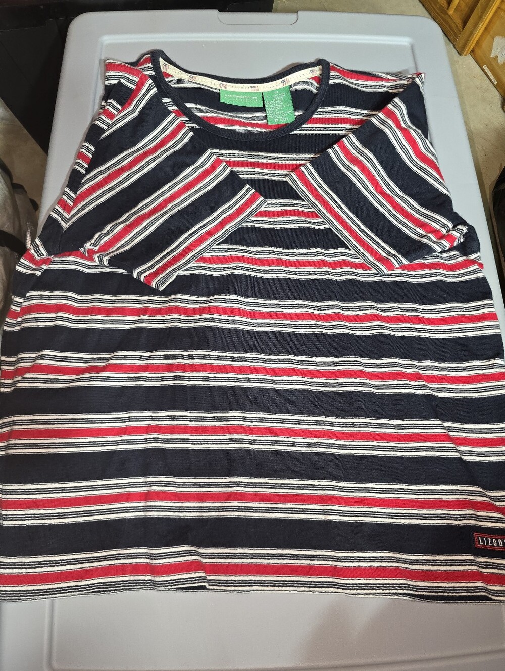 Liz Claiborne Liz Golf Cotton Red White Blue Medium Tshirt